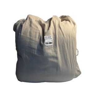 Quince Airy Gauze Box Quilt Fog Grey Organic Cotton Bedding Blanket Queen Size